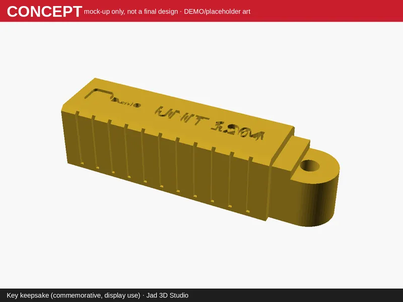 Concept render of the Gold handover key keepsake, a design idea by Jad 3D Studio