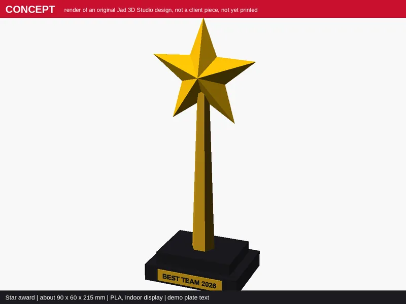 Concept render of the Star award, a design idea by Jad 3D Studio