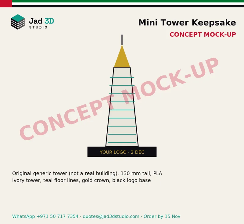 Concept mock-up: Mini tower keepsake